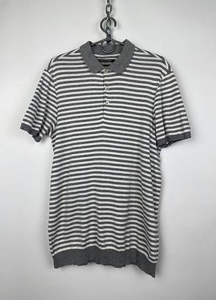 Marc o polo shaped fit old money базове чоловіче сіре поло у смужку