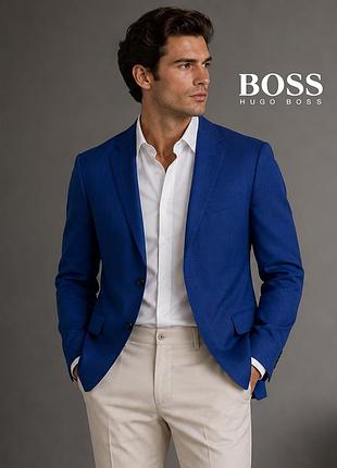 Оригинальный мужской синий пиджак из шерсти boss 52 l