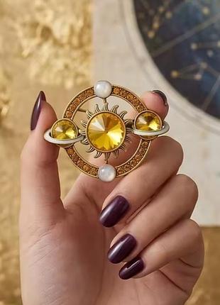 Астрономическая ☀️ брошь солнечная система, космос, сатурн, солнце, планеты брошка