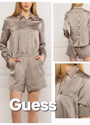 Элегантный брендовый сатиновый комбинезон,ромпер,з шортами, guess