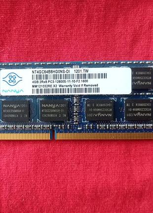 Оперативна пам'ять 4 гб, sodimm ddr3, nanya (для ноутбуків, 1600 мгц)