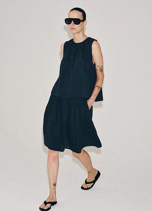 Спідниця zw collection середньої довжини з льоном
