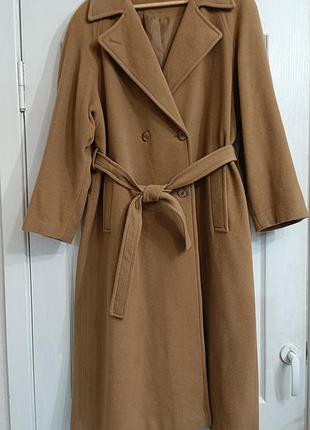 Двобортне шерстяне пальто з кашеміром верблюжого кольору / кетл camel coat (modern classics).