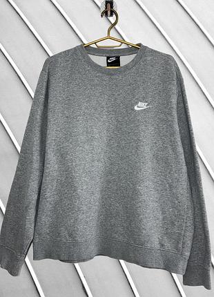Мужской серый свитшот nike m 48 оригинал найк хлопковый свитшот серая кофта базовая с логотипом для спорта 48