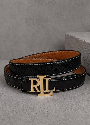 Стильний якісний жіночий ремінь rll із золотистою пряжкою, чорний