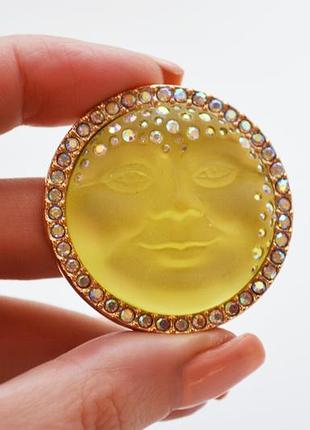 Розкішна брошка жовта місяць місяцьляка moon face брошка kirks folly