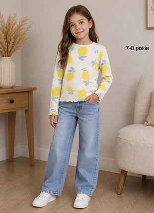 Кофта рубчик з лимонами m&s 7-8 років 2