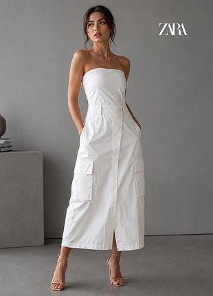 Новое миди платье с открытыми плечами zara xs