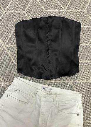 Корсет чорний атласний s m bershka