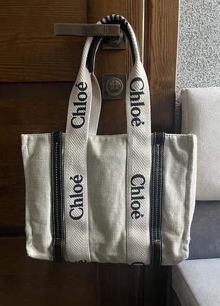 Сумка тоут chloe woody small canvas bag