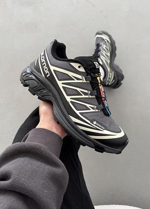 Серые кроссовки унисекс salomon xt-6 gore-tex grey black х саломон 39