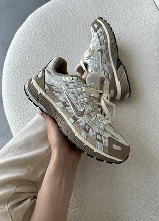 Бежевые кроссовки унисекс nike p-6000 beige white х найк 46