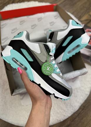 Сірі кросівки унісекс nike air max 90 recraft wmns hyper turquoise white grey х ейр макс 46