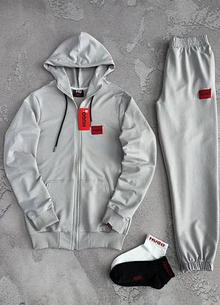 Чоловічий стильний костюм зіп-худі + штани з лампасами hugo boss premium