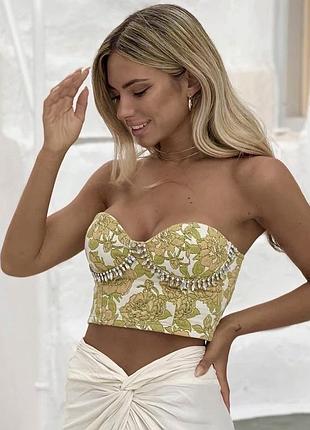 Шткарный топ с камнями zara 🔥