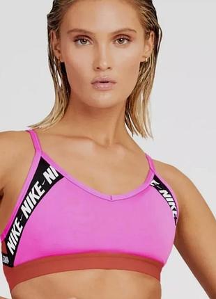 Спортивный топ nike dri-fit (розовый / терракотовый, размер xs)