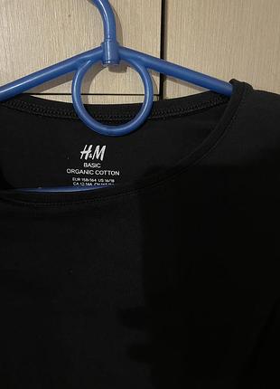 Лонгслів трикотажний тонкий по фігурі чорний базовий h&m xs