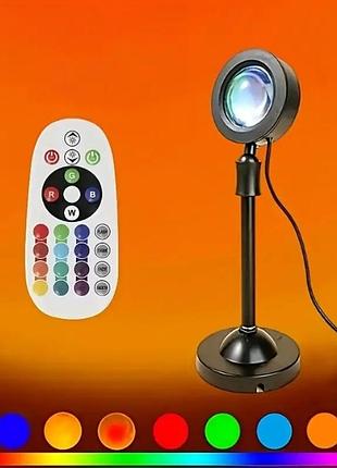 Проєкційний світильник заходу сонця, світанку, usb led sunset lamp з пультом кольорова