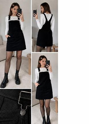 Чорний вельветовий сарафан monki, 99% бавовна, р. m