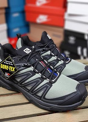 Чоловічі якісні та стильні кросівки salomon speedcross 3 pro gore-tex thinsulate сіро-зелені