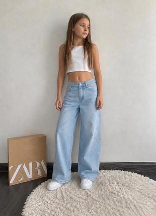 Джинси голубі wide leg zara