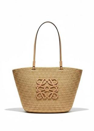 Женская плетеная сумка-шоппер в стиле loewe бежевого цвета, летняя соломенная сумка, пляжный шоппер