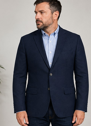Мужской льняной пиджак dressmann темно-синий 52 regular