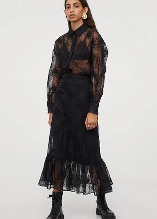 Спідниця sandra mansour для h&m 38 чорна мереживна максі