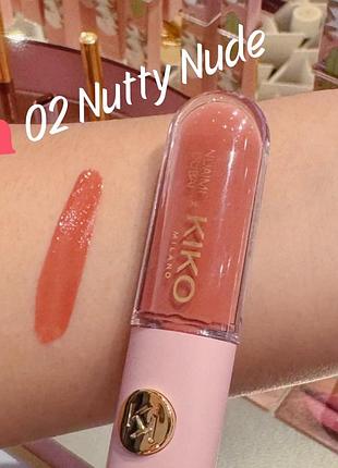 Стойкая жидкая помада и блеск kiko milano threads of time unlimited double touch le - 02 nutty nude (000281-02)