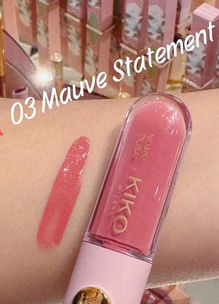 Стойкая жидкая помада и блеск kiko milano threads of time unlimited double touch le - 03 mauve statement (000281-03)