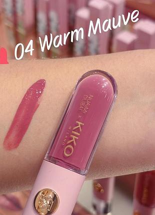 Стойкая жидкая помада и блеск kiko milano threads of time unlimited double touch le - 04 warm mauve (000281-04)