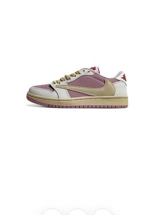 Кросівки nike air jordan 1 low x travis scott pink white beige