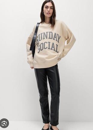 Стильный свитшот оверсайз m&amp;s с принтом "sunday social" (размер xl) xxl