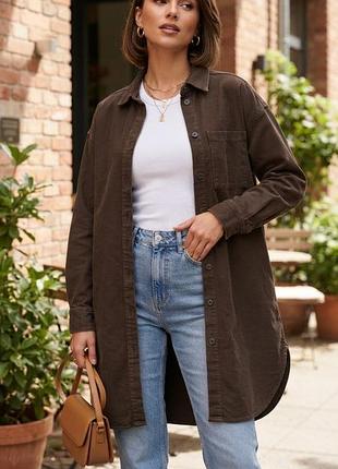 Подовжена коричнева жіноча сорочка marc o’ polo s m