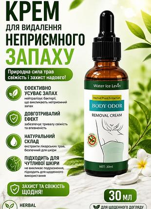Трав'яний рідкий дезодорант water ice levin body odor removal 30мл — дезодорант-сироватка від запаху поту