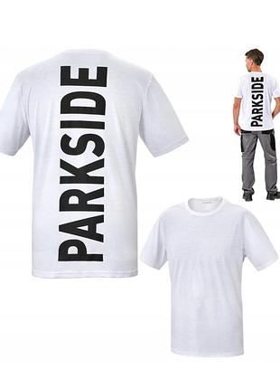 Мужская хлопковая футболка parkside с логотипом на спине, размер l (52/54), белый