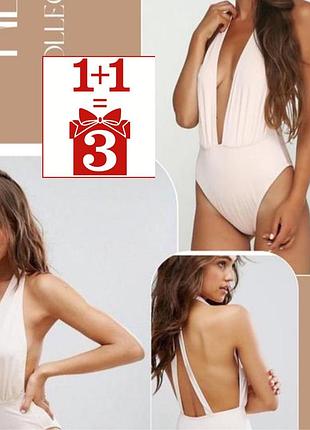 1+1=3  пудровий купальник wolf & whistle asos суцільний цельный сдельный