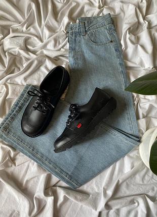 Черные кожаные туфли kickers kick lo 41 (26см.) 📏26.5см
