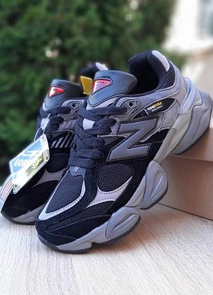 Женские качественные и стильные кроссовки new balance 9060 cordura черные с серым красный язык