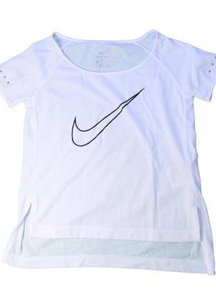 Брендовая футболка женская спортивная треккинговая для тренировки dry fit nike s m белая сетка