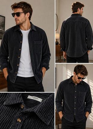 Вельветова чоловіча сорочка oversize / large