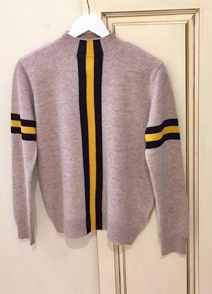 Новий.светр з вовни 100% wool mock neck sweater striped/beige