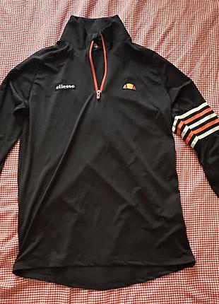 Чорний спортивний лонгслів ellesse на блискавці 1/4 (олімпійка / рашгард)