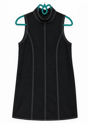 River island somewhere to go чорна сукня без рукавів з контрастною строчкою та коміром-стійкою