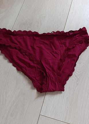 Бордові трусики котонові труси ажурні intimissimi м л m l 10 12 38 40 46 48