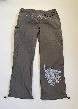 Штаны нейлоновые ed hardy urban outfitters size xl avantgarde y2k