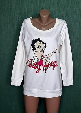 Світшот білий жіночий бавовняний із принтом betty boop розмір s
