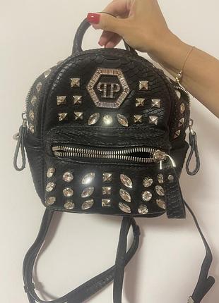 Рюкзак для жінок philipp plein чорний маленький