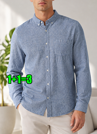 😉1+1=3** чоловіча блакитна сорочка оксфорд з м'якого котону primark, розмір 52 - 54