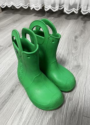 Дитячі гумаки crocs оригінал. ромір 11. зелений колір. зношені,але не порвані.